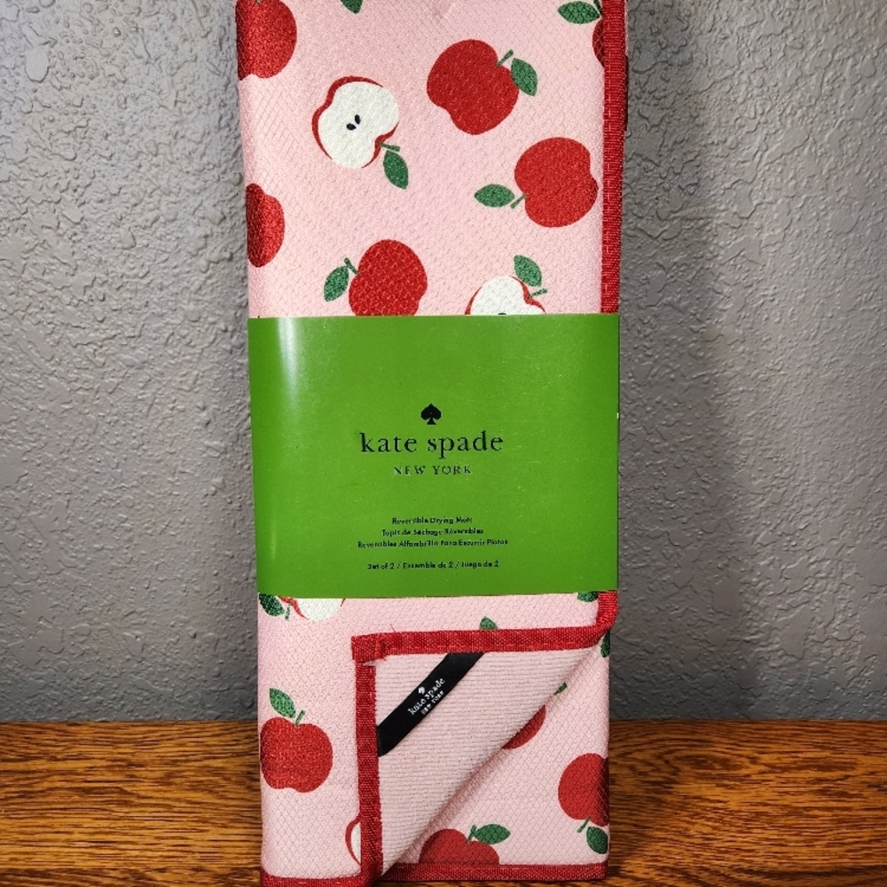 Kate Spade Pink Apple Print Drying Mats